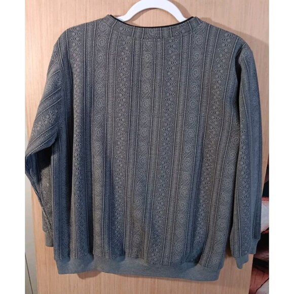 Jenny Buchanan PM Gray Pullover Sweater Embroidered Floral Patchwork Long Sleeve - Picture 4 of 6